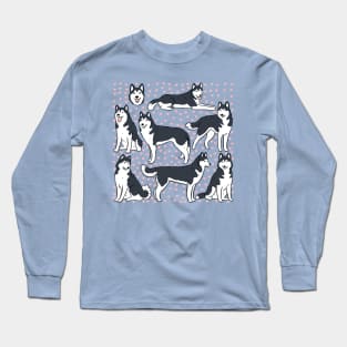 Husky siberian dog cute pattern Long Sleeve T-Shirt